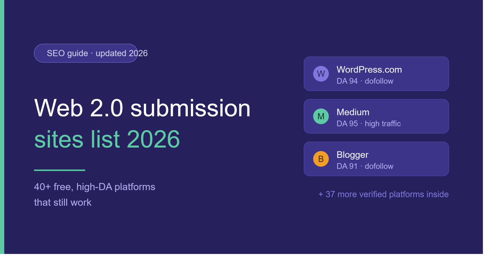 Web 2.0 submission sites list 2026 – free high DA platforms for SEO backlinks